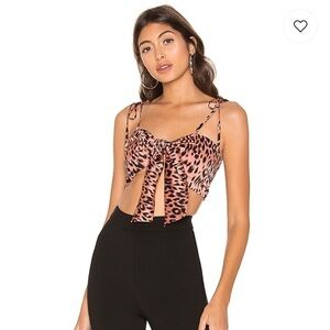 NWT! Super down Emelia Tie Bra Top in Pink Leopard